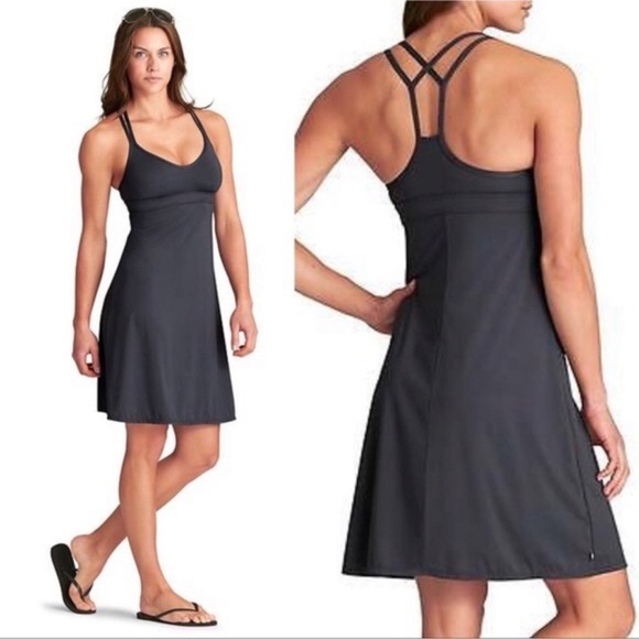 Athleta Women’s Coastline Swim Dress Asphalt Dark Gray Sz Medium Vacation Beach - Picture 1 of 10